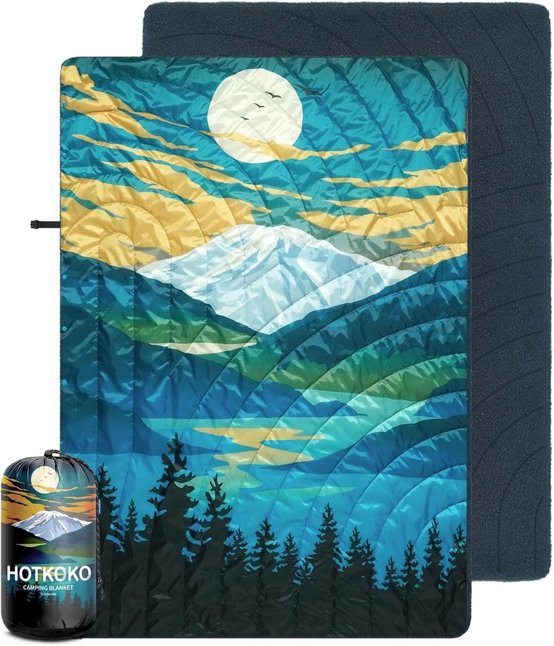 hotkoko Hooded Stadium Blanket, Waterproof Fleece Wearable Camping Blanket - Image 2